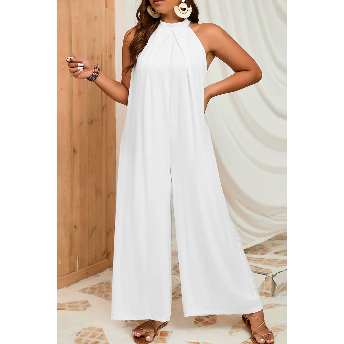 Halter Off Shoulder Sleeveless Loose Jumpsuit | Jumpsuit - Women's | F, Jumpsuit and Romper, new arrival, shoppe247 | Elings