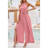 Halter Sleeveless Belt Side Open Ruched Jumpsuit | Jumpsuit - Women's | F, Jumpsuit and Romper, new arrival, shoppe247 | Elings