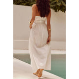 Halter Solid Pockets Sleeveless A Line Long Dress