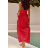 Halter Solid Pockets Sleeveless A Line Long Dress