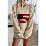 Knit Round Neck Flag Print Loose Fit Sweater | Knit Sweater - Women's | F, new arrival, shoppe247, Sweaters | Elings