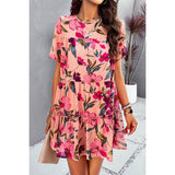 Knot Back Floral Lined Ruffle Loose Dress