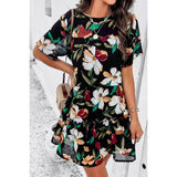 Knot Back Floral Lined Ruffle Loose Dress