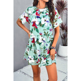 Knot Back Floral Lined Ruffle Loose Dress