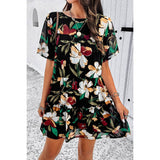 Knot Back Floral Lined Ruffle Loose Dress