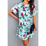 Knot Back Floral Lined Ruffle Loose Dress