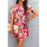 Knot Back Floral Lined Ruffle Loose Dress