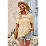 Lace Hollow Out Cross Solid Loose Fit Blouse - Elings