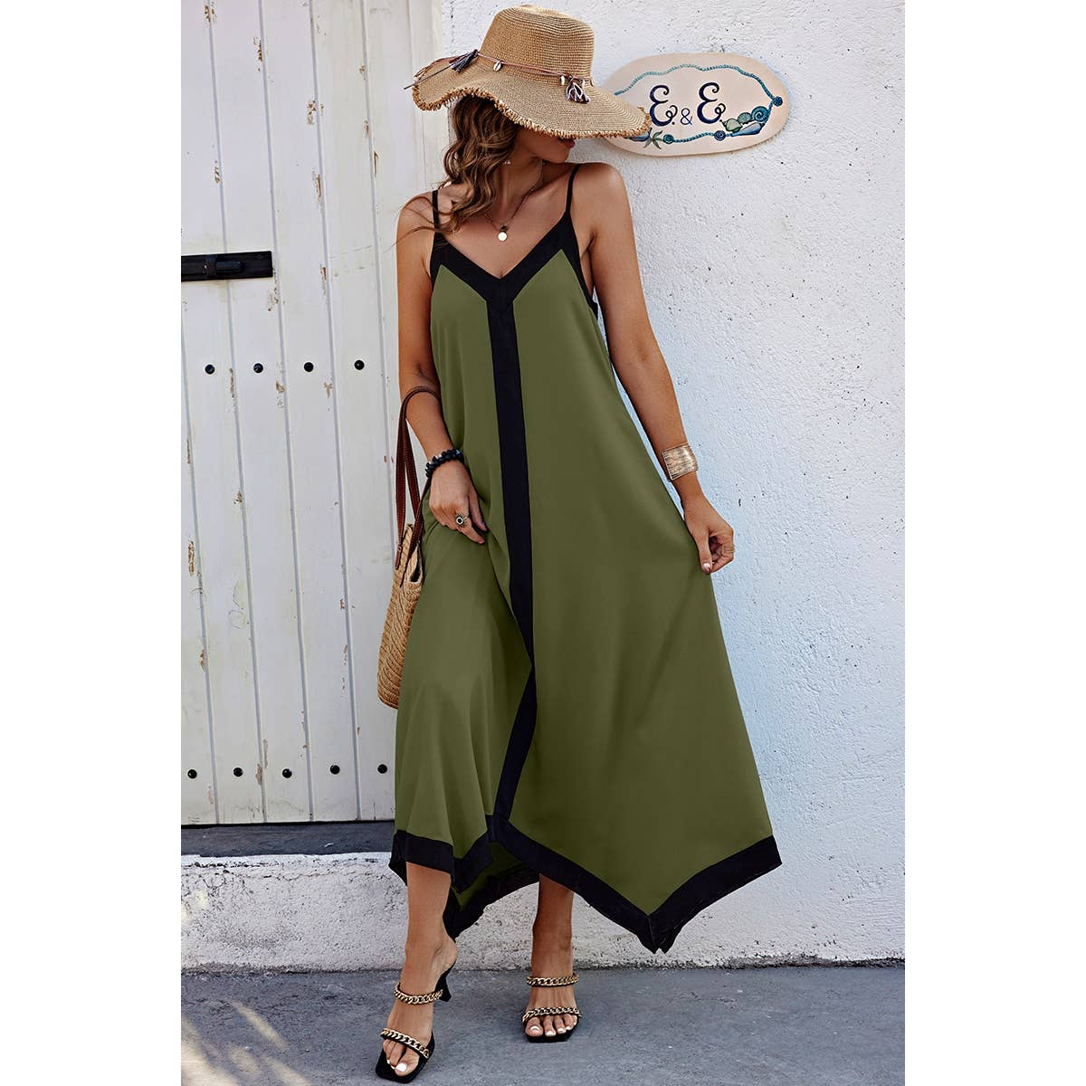 Low Back V Neck Sleeveless Loose A Line Dress