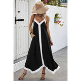 Low Back V Neck Sleeveless Loose A Line Dress