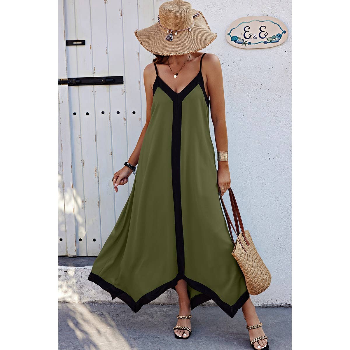 Low Back V Neck Sleeveless Loose A Line Dress