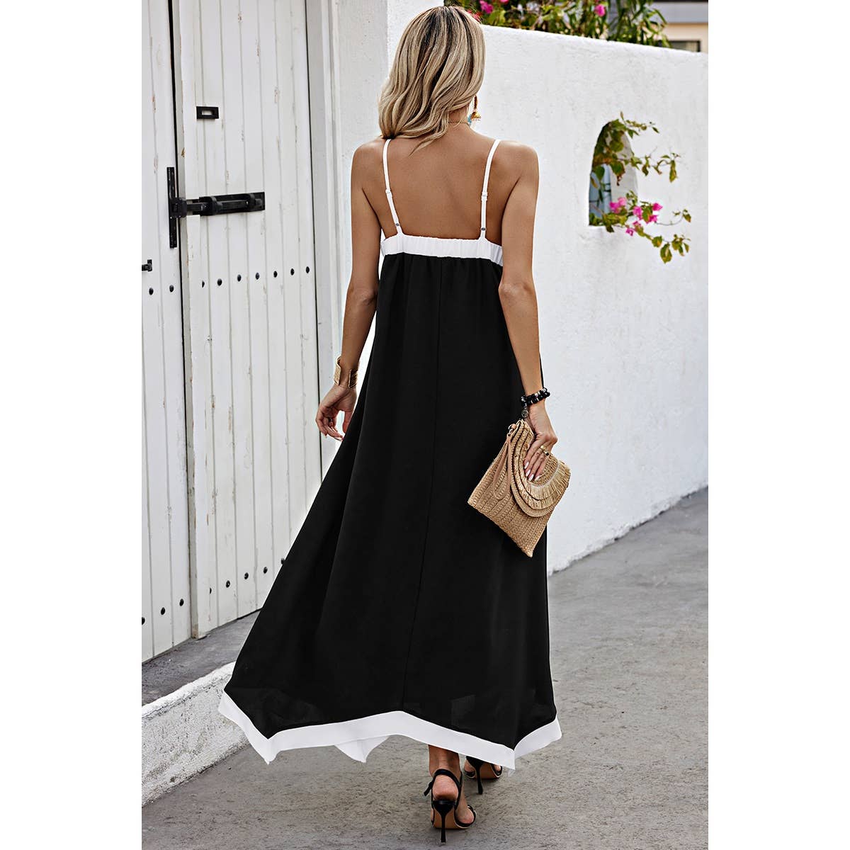 Low Back V Neck Sleeveless Loose A Line Dress