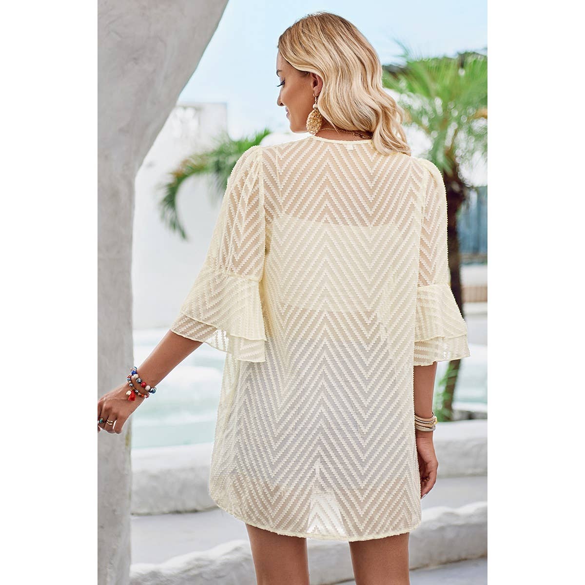 Open Front Drape See Through Cardigan - Elings