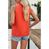 Pleated Ruched High Neck Sleeveless Blouson Top - Elings