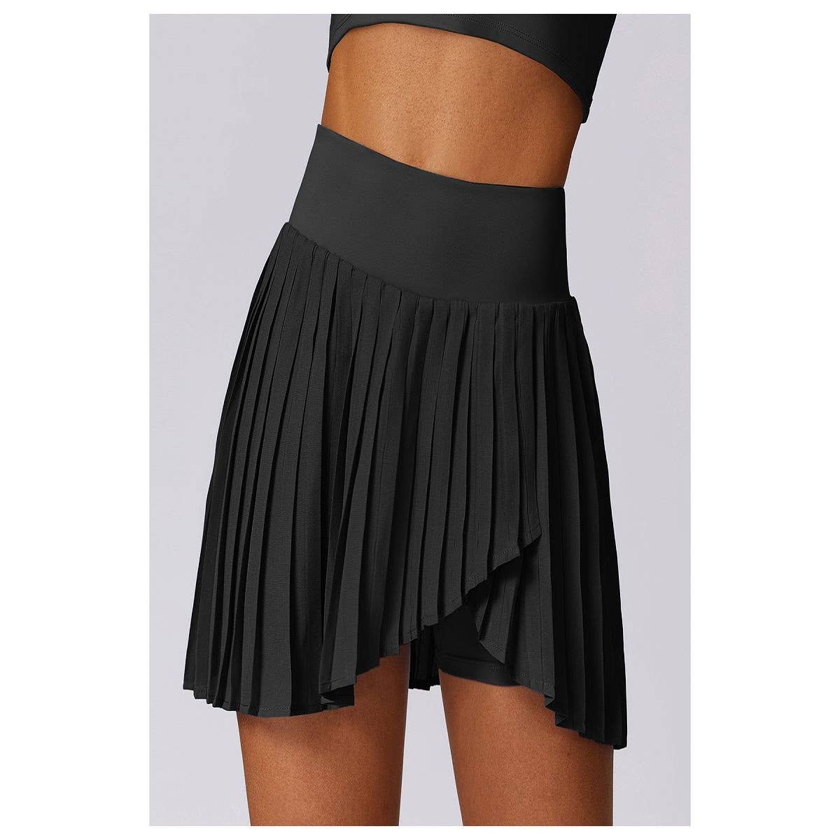 Pleated Solid Wide Waistband Sports Pocket Skirt | Skirt - Women's | eb bottoms, eb sports, F, new arrival, shoppe247 | Elings