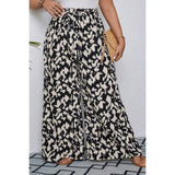 Plus Animal Print Wide Leg Belt Pant - MVTFASHION.COM