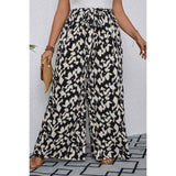 Plus Animal Print Wide Leg Belt Pant - MVTFASHION.COM