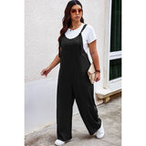 Plus Sleeveless Loose Fit Solid Pockets Jumpsuit