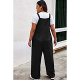 Plus Sleeveless Loose Fit Solid Pockets Jumpsuit