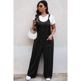 Plus Sleeveless Loose Fit Solid Pockets Jumpsuit