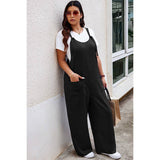 Plus Sleeveless Loose Fit Solid Pockets Jumpsuit