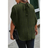 Plus Swiss Dot Solid Loose Half Sleeve Blouse - MVTFASHION.COM