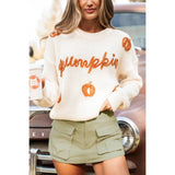 Pumpkin Yarn Stitch Rib Knit Round Neck Sweater