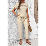 Round Neck Lace Trim Belt Pockets Two Pieces Sets - MVTFASHION.COM