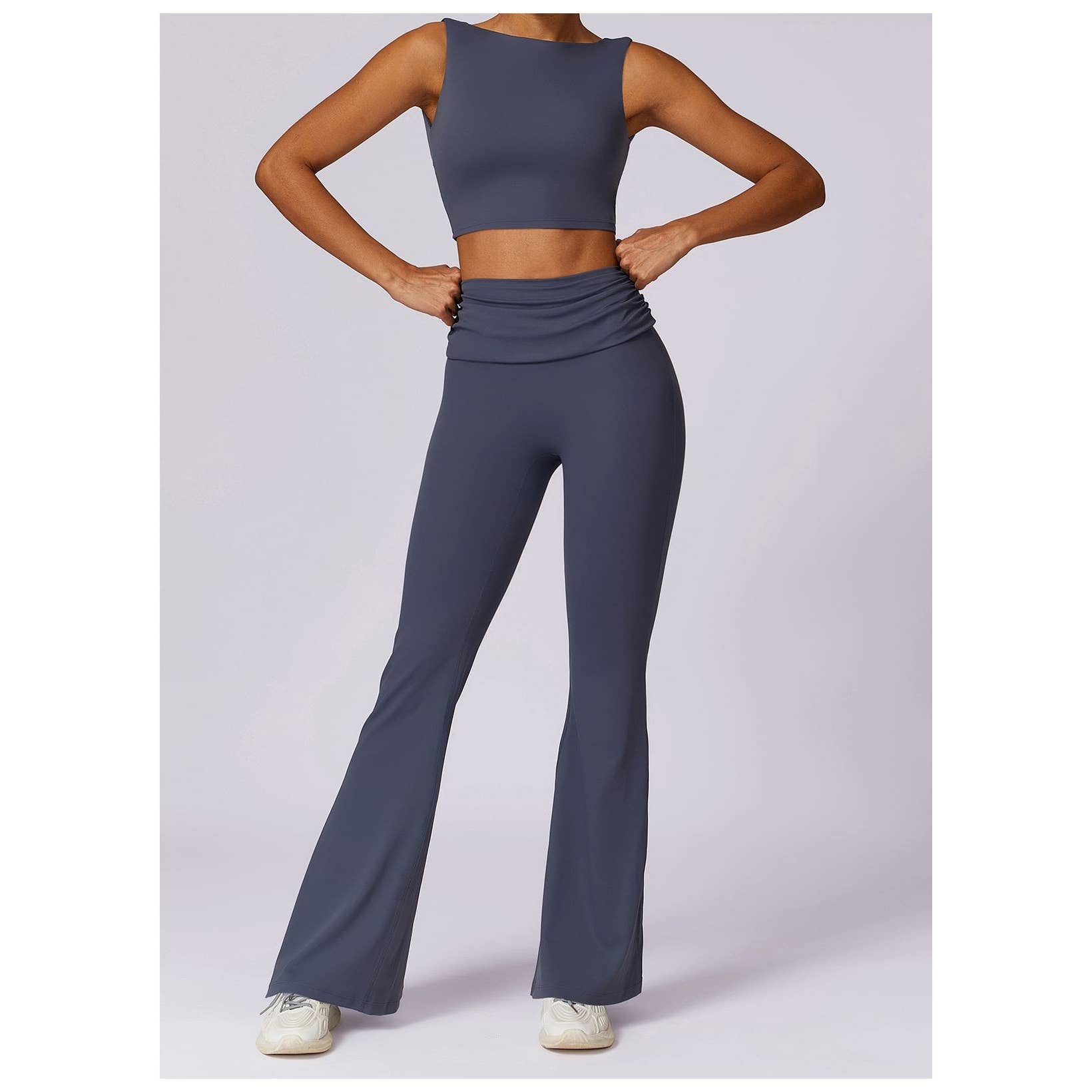 Ruched High Waist Solid Long Elastic Flare Pants | Pants - Women's | eb bottoms, F, new arrival, shoppe247 | Elings