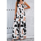 Sleeveless Button Wide Leg Pockets Jumpsuit