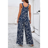 Sleeveless Button Wide Leg Pockets Jumpsuit