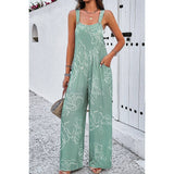 Sleeveless Button Wide Leg Pockets Jumpsuit