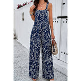 Sleeveless Button Wide Leg Pockets Jumpsuit