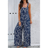 Sleeveless Button Wide Leg Pockets Jumpsuit