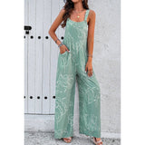 Sleeveless Button Wide Leg Pockets Jumpsuit