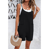 Sleeveless Low Neck Cross Back Pockets Romper