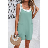 Sleeveless Low Neck Cross Back Pockets Romper