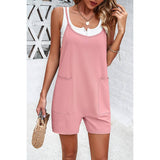 Sleeveless Low Neck Cross Back Pockets Romper