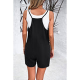 Sleeveless Low Neck Cross Back Pockets Romper