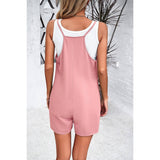 Sleeveless Low Neck Cross Back Pockets Romper