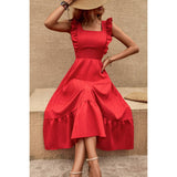 Sleeveless Ruffle Cross Open Back Knot Fit Dress