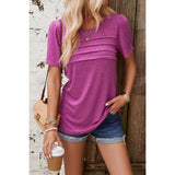 Solid Color Block Round Neck Fit Shirt - Elings