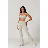 Solid Elastic Band Flared Fit Long Sport Pants