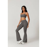 Solid Elastic Band Flared Fit Long Sport Pants