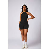 Solid Halter One Piece Suit Gym Cut Out Romper