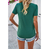 Solid Short Sleeves Loose Fit Cut Out Shirt