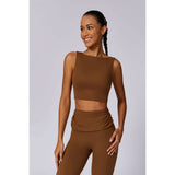 Solid Sport Sleeveless High Waist Low Back Top