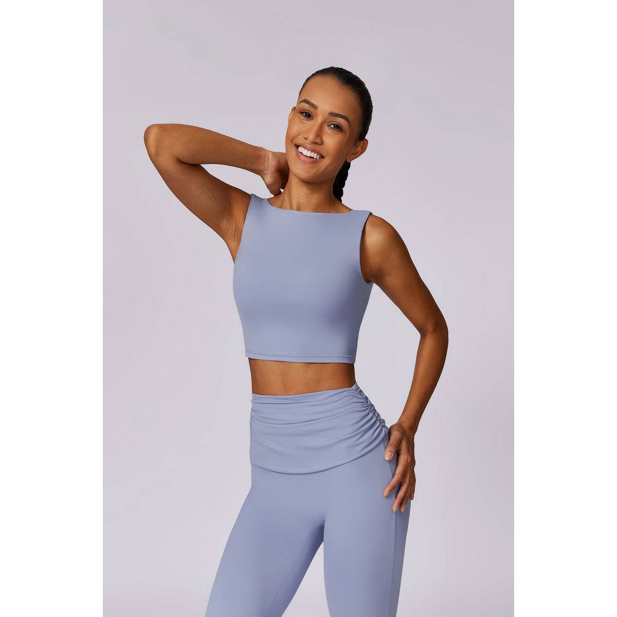 Solid Sport Sleeveless High Waist Low Back Top