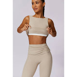 Solid Sport Sleeveless High Waist Low Back Top