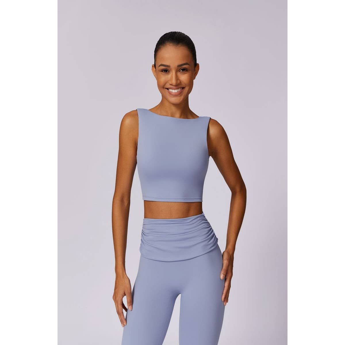 Solid Sport Sleeveless High Waist Low Back Top